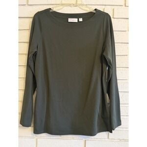 Belle by Kim Gravel Womens TripleLuxe Knit Bateau Long Sleeve Top Olive Green Sm